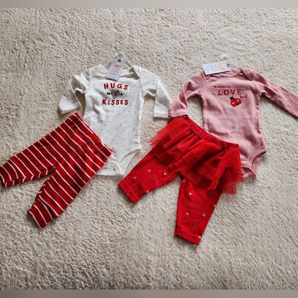 New Valentine's day baby girl outfit bundle of 2 sets size 3 months